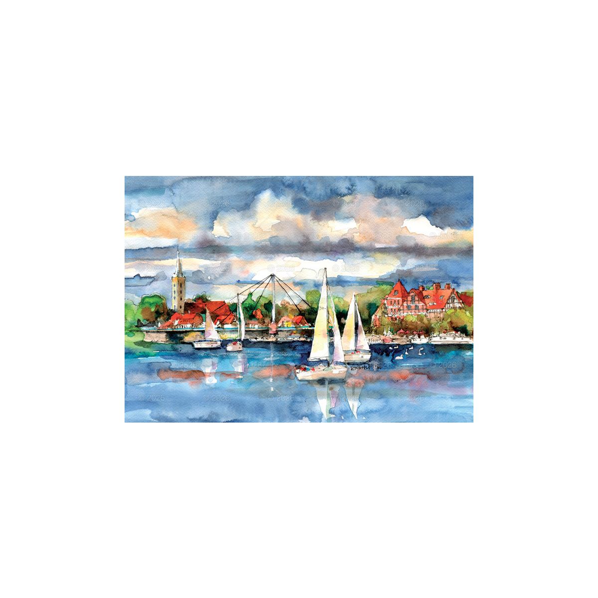 Kalendarz ścienny miasta w awkareli rodzinny 2026 280mm x 400mm Lucrum (WL05)