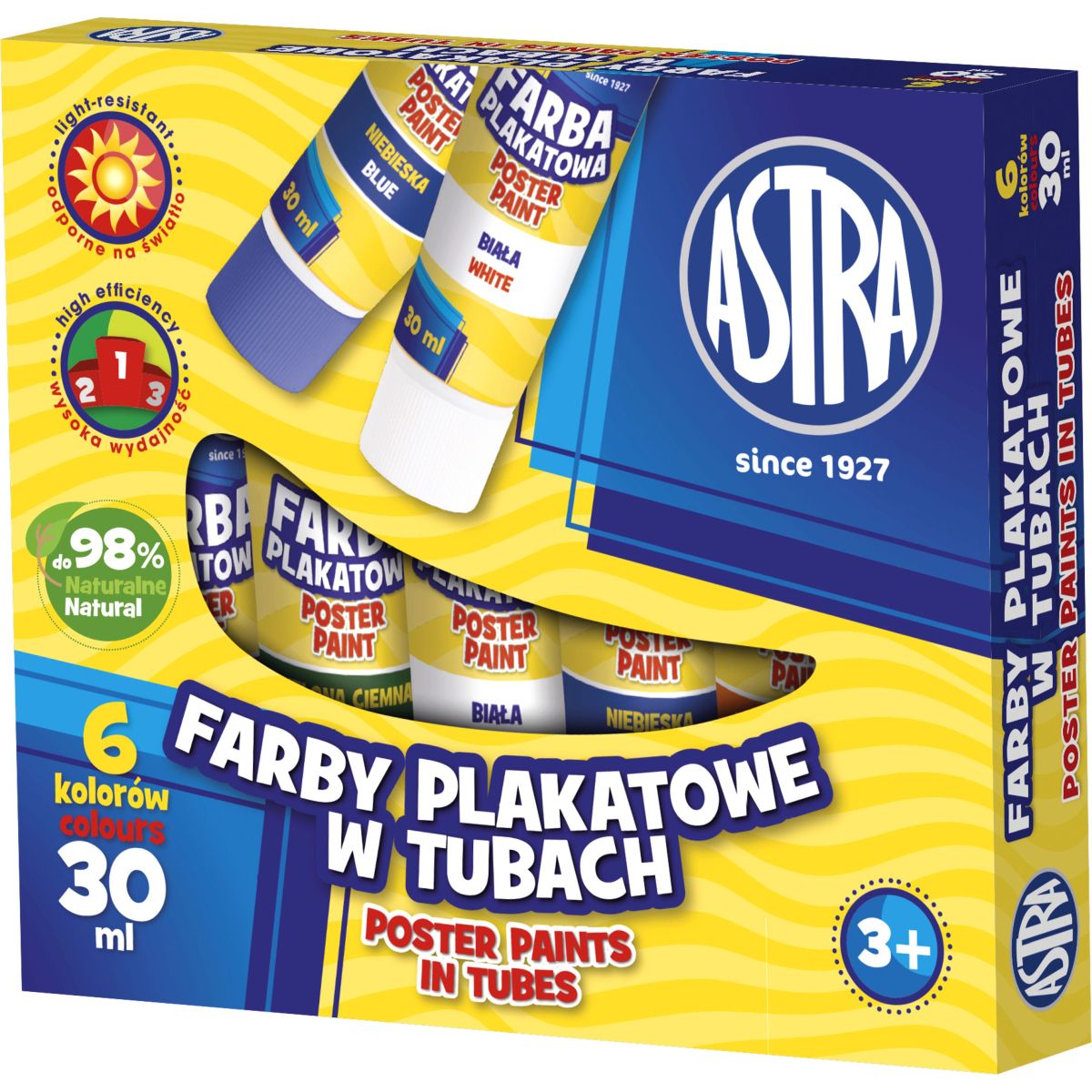 Farby plakatowe Astra w tubach kolor: mix 30ml 6 kolor. (83119900)