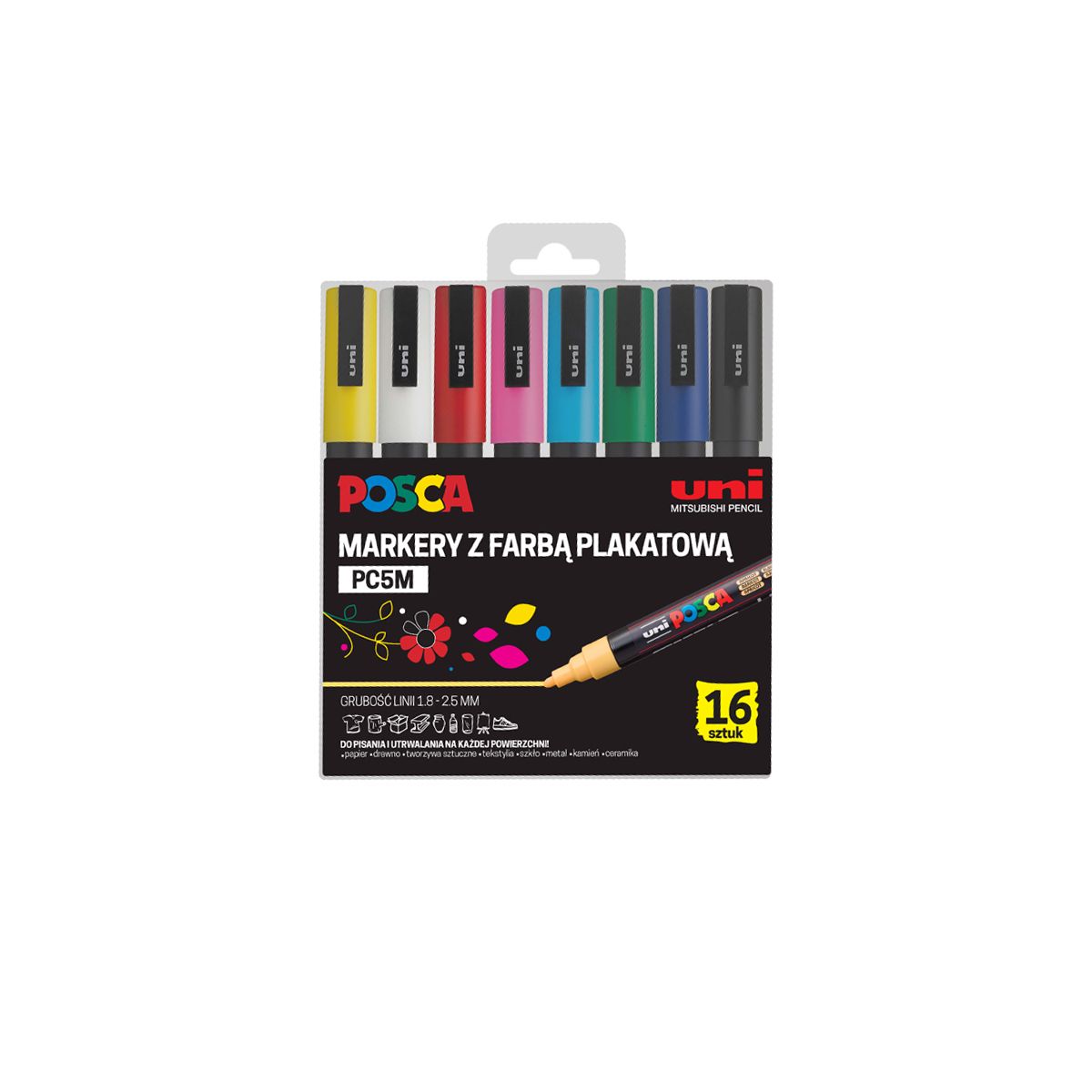 Marker specjalistyczny Posca PC-5M 16 sztuk 5906340928354 mix 1,8-2,5mm okrągła końcówka (194514)