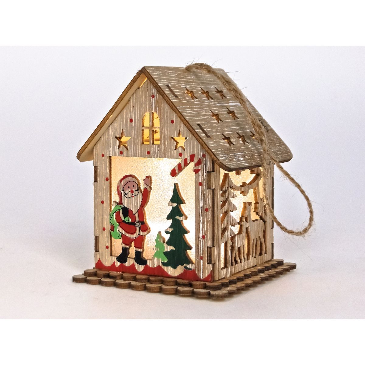Lampki świąteczne domek z Mikołajem, drewniany Adar (511828)