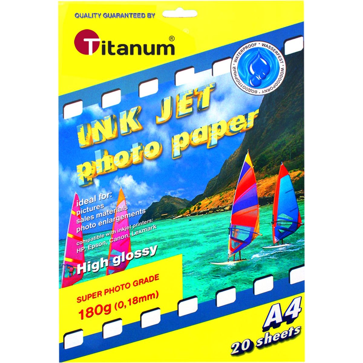 Papier fotograficzny Titanum A4 20 kartek 180 g/m&sup2; błyszczący wodoodporny