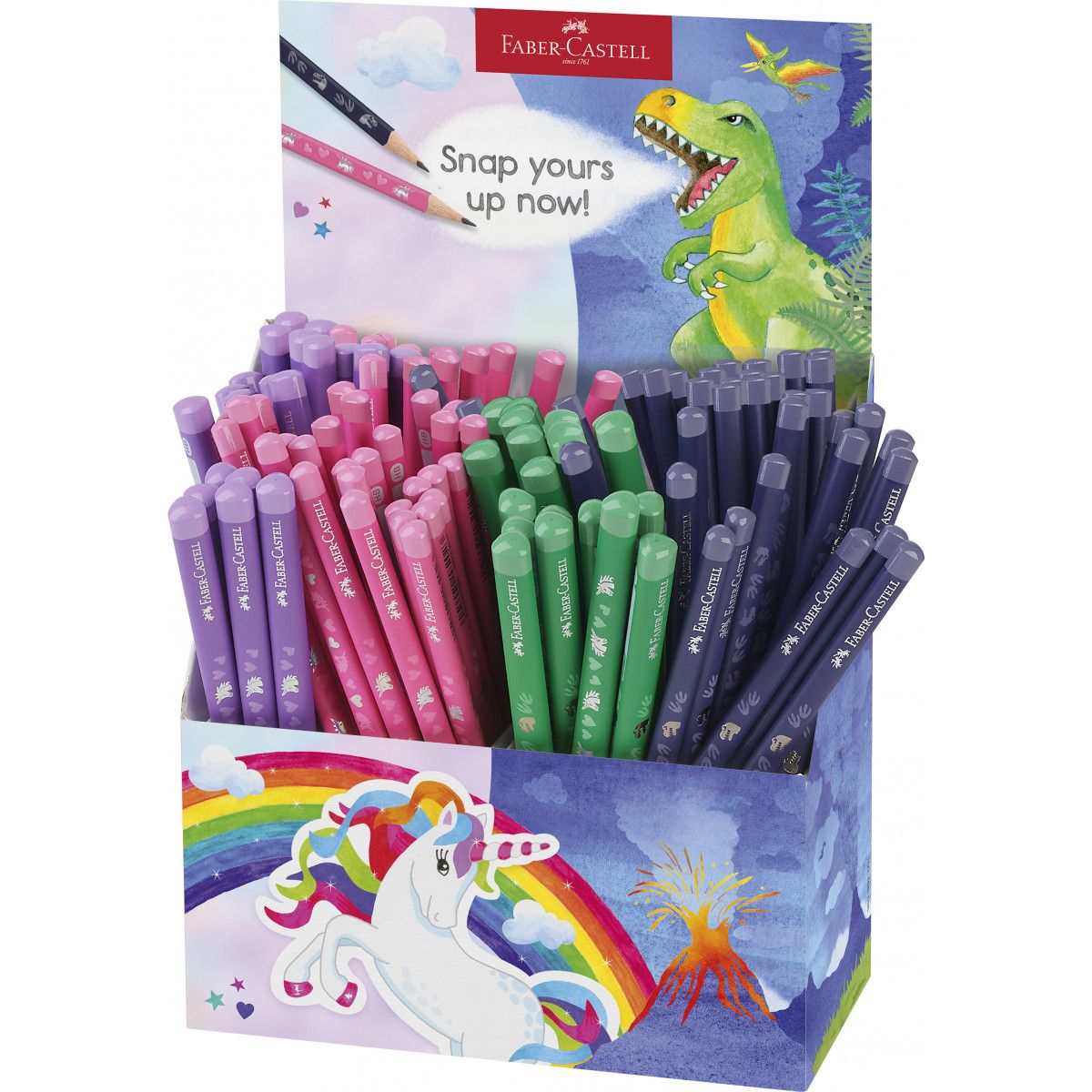 Ołówek Display jednorożec+dinozaury 80 szt. standardowy + 40 Jumbo HB Faber Castell (111555 FC)