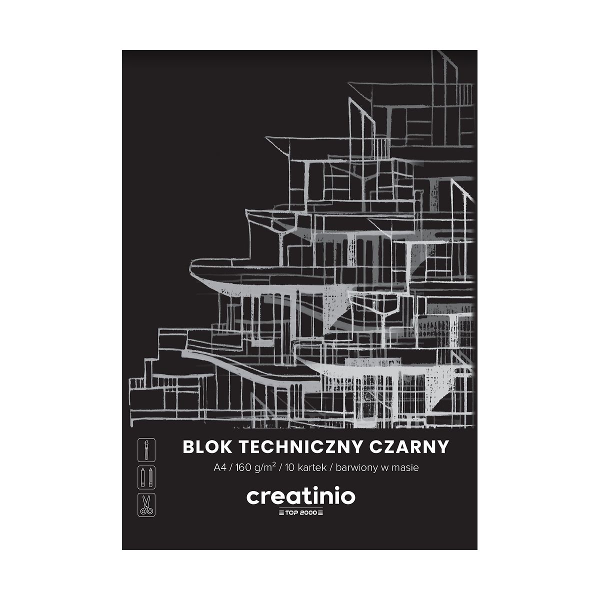 Blok techniczny Top 2000 Creatinio A4 czarny 160g 10k (400176681)