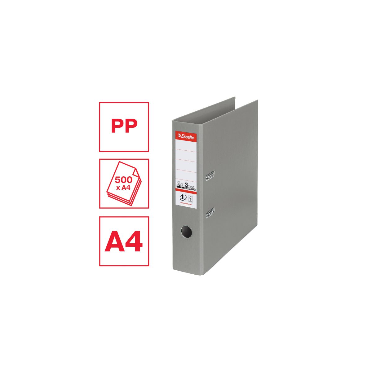 Segregator dźwigniowy Esselte No.1 Power A4 75mm szary (811380)