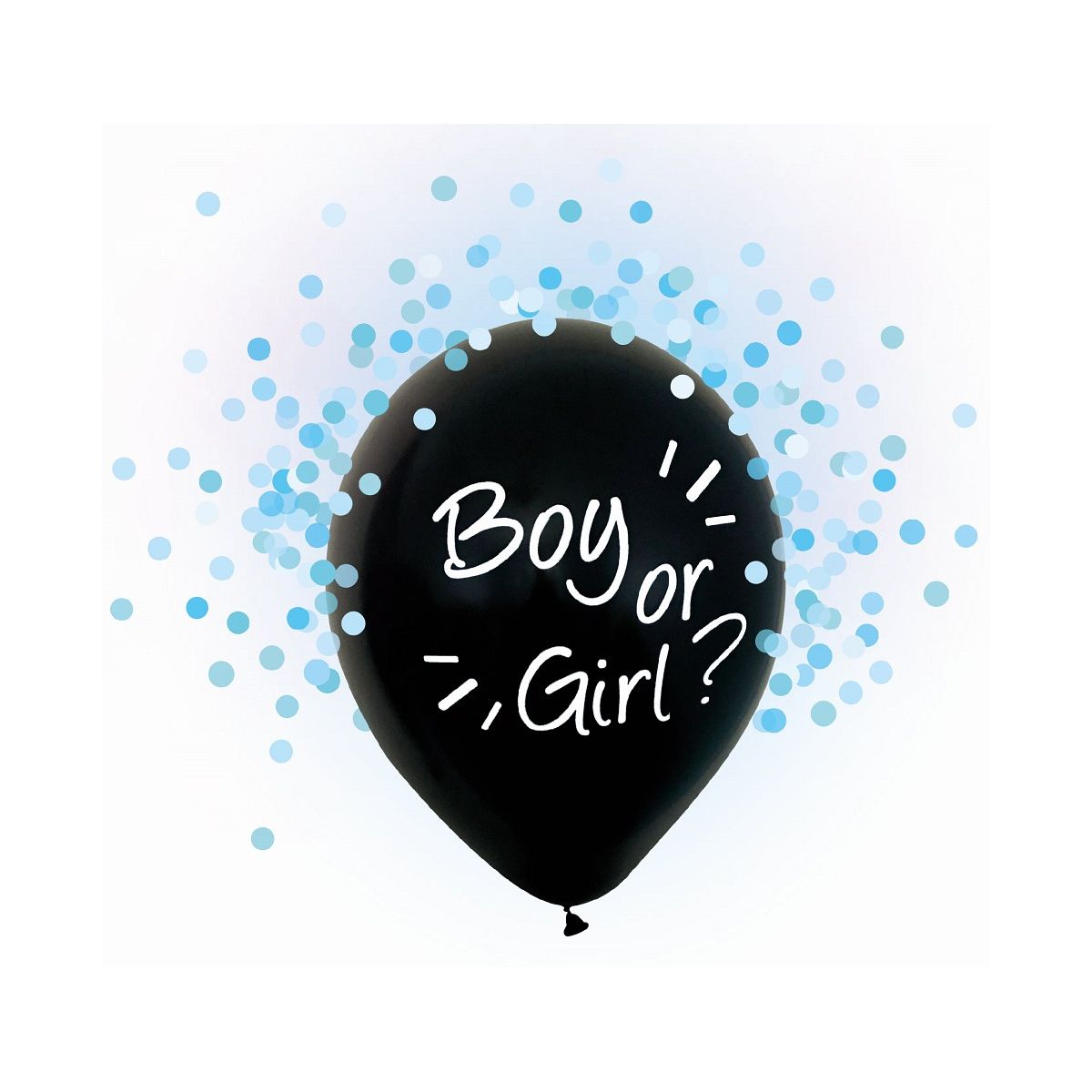 Balon gumowy Godan Boy Or Girl, niebieskie konfetti, 12 cali, 4 szt. czarna 12cal (H12/BGN4)