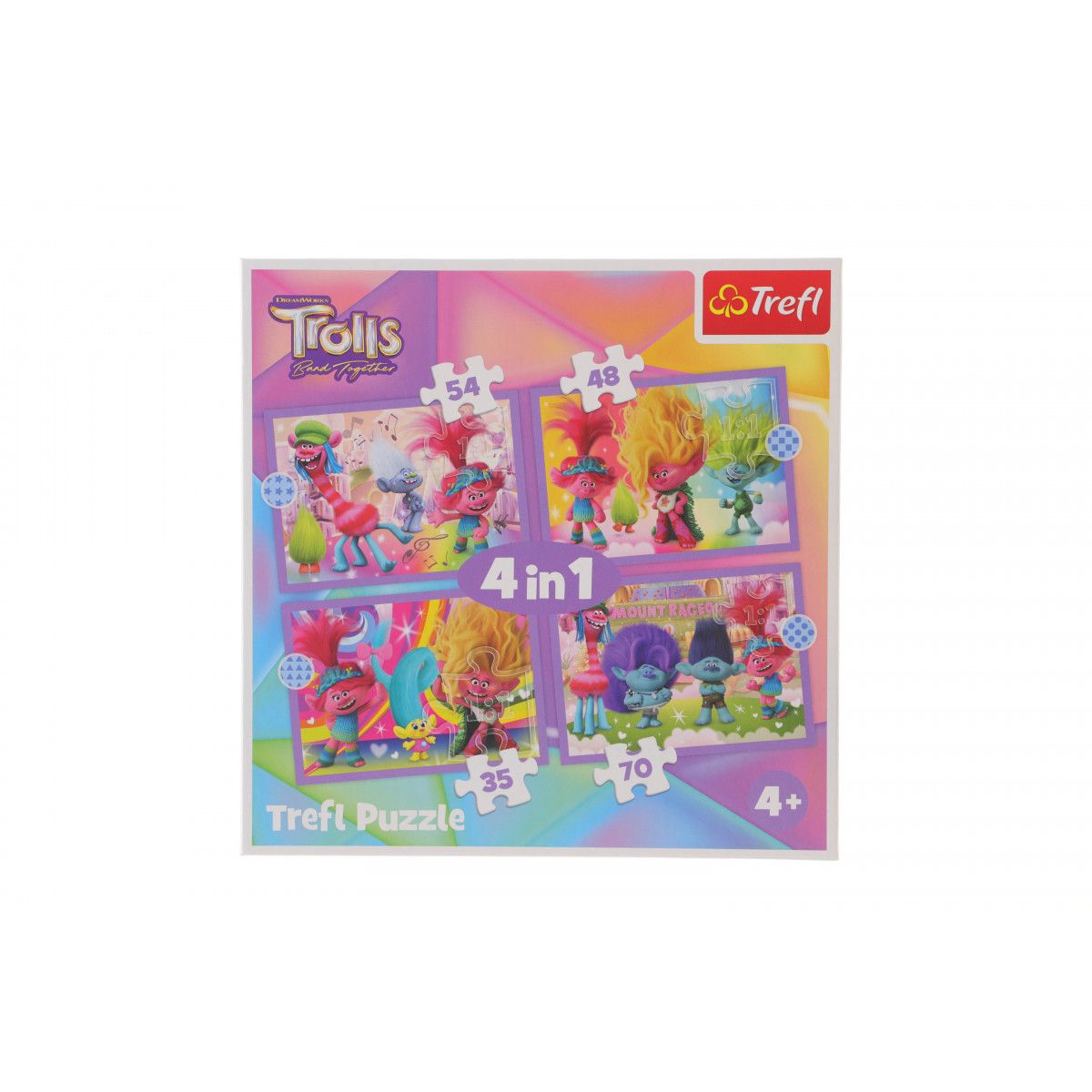 Puzzle Trefl Universal Trolls 3 Przygody kolorowych Trolli 4w1 el. (34622)