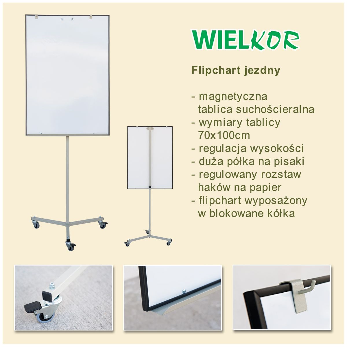 Tablica flipchart jezdny [mm:] 700x1000 Wielkor