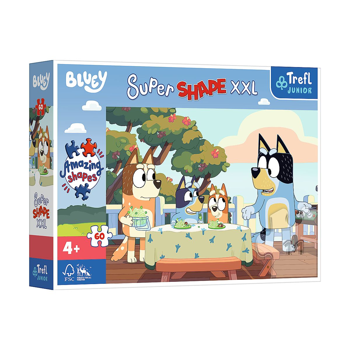 Puzzle Trefl Bluey I Przyjeciele Super Shape Zimowe zabawy Treflików 60 el. (50040)