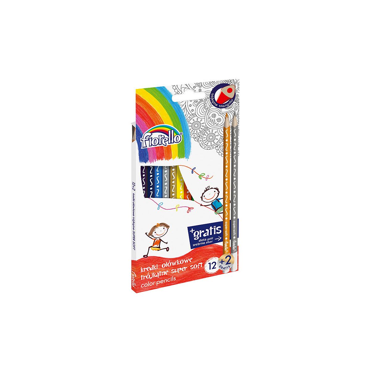 Kredki ołówkowe Fiorello Super Soft 12 kolorów + 2 gratis (170-1374)