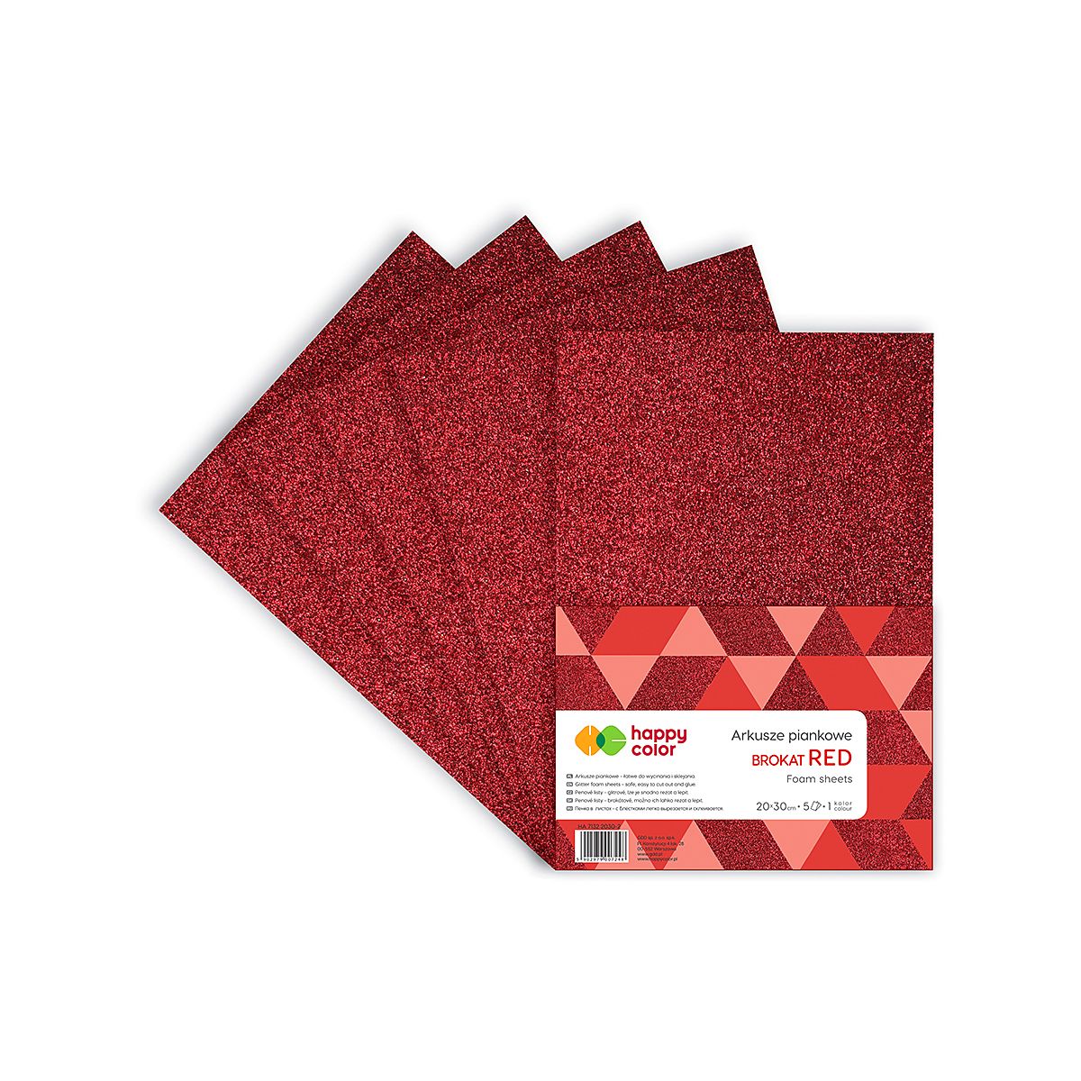 Arkusz piankowy Happy Color kolor: czerwony 5 ark. [mm:] 20x30 (HA 7132 2030-2)