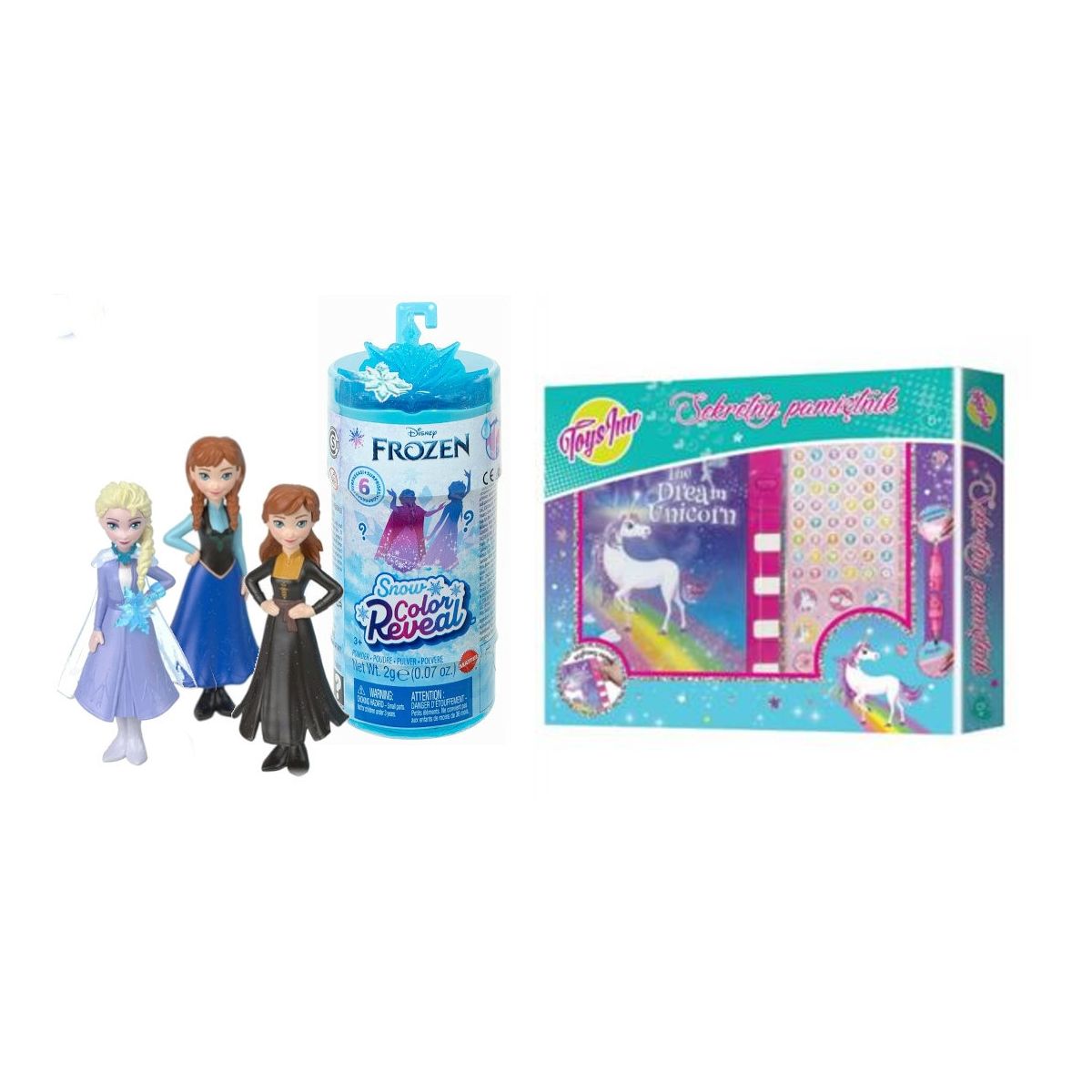 Pakiet PROMOCJA Mattel Lalka Mini Frozen Color Reveal+Pamiętnik Jednorożec Stn2616	 (498552+402875)