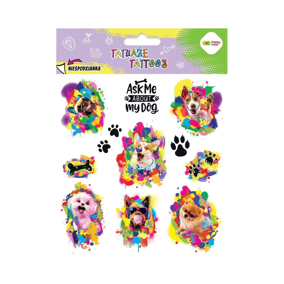 Tatuaż Happy Color zmywalny Funny dogs (HA 4261 1520-KA03)