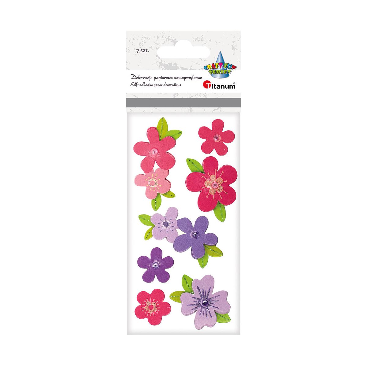 Naklejka (nalepka) Craft-Fun Series papierowa 3D kwiaty Titanum (5053A)