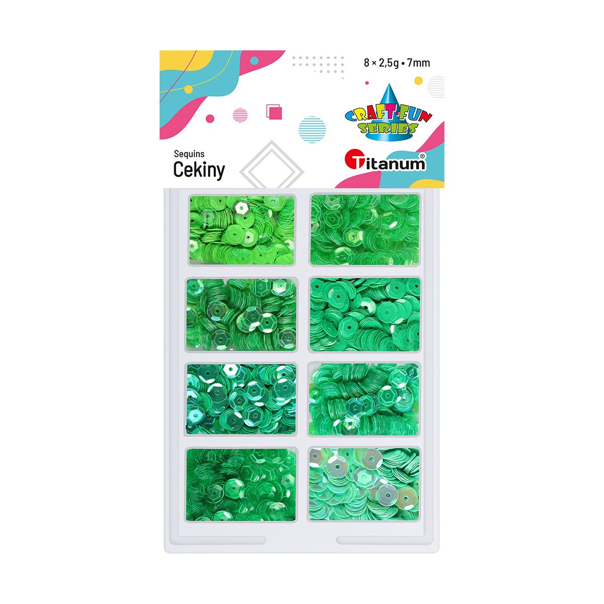 Cekiny Titanum Craft-Fun Series 8 kolorów zielone 2,5g (3G8P 160162)