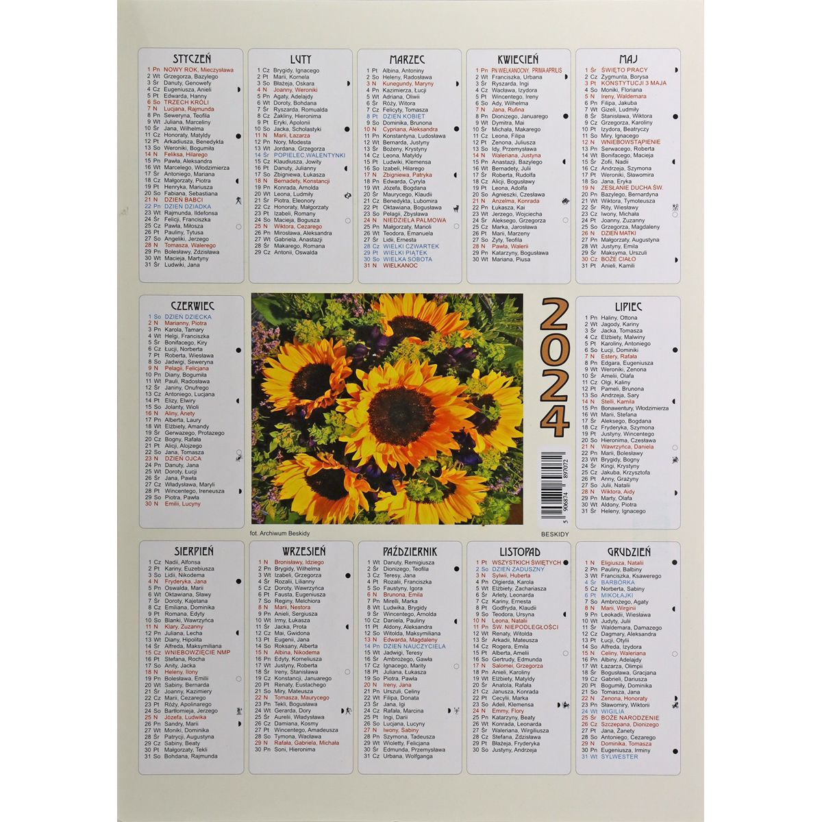 Kalendarz ścienny Beskidy plakietka A4 250mm x 350mm