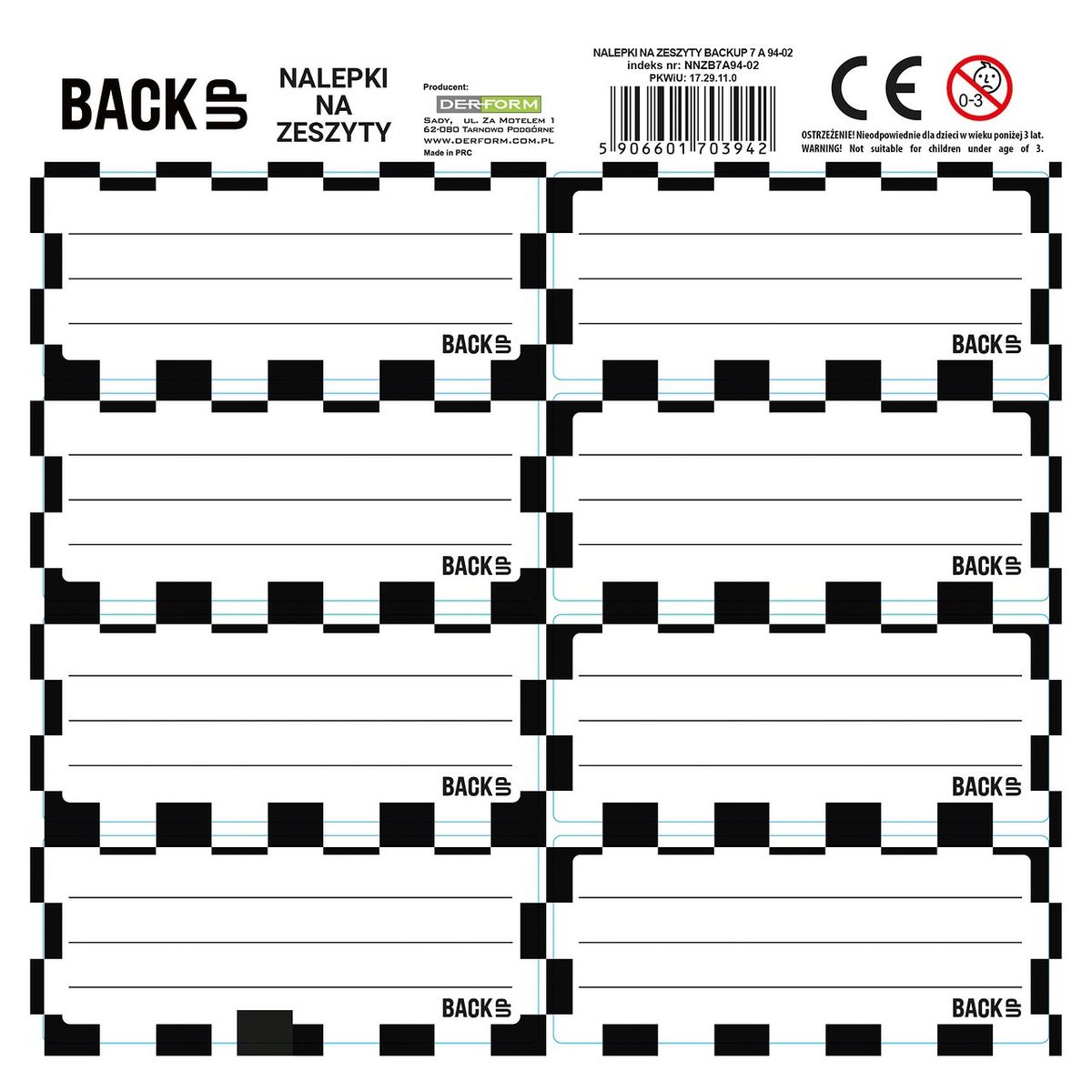 Naklejka na zeszyt Backup 7 Derform (NNZB7A94)