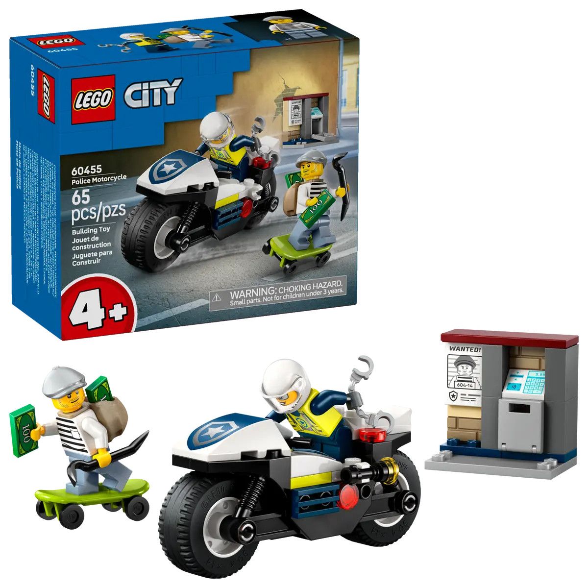 Klocki konstrukcyjne Lego City Pościg na motocyklu policyjnym (60455)