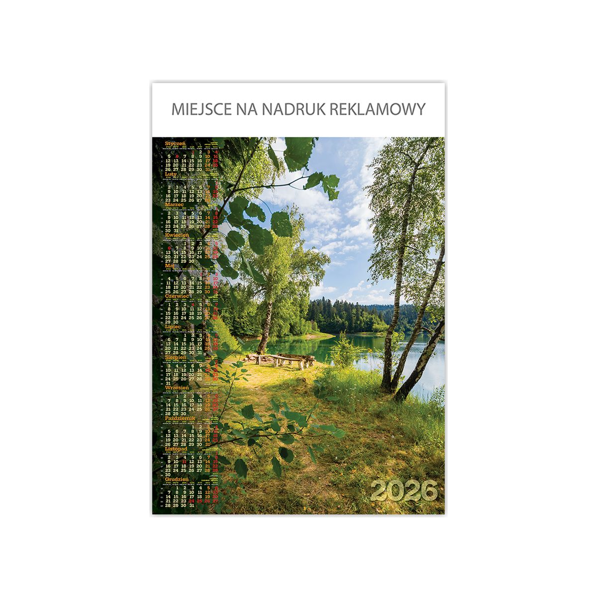 Kalendarz ścienny OGRÓD JEZIORO plakatowy 670mm x 988mm Telegraph (06)