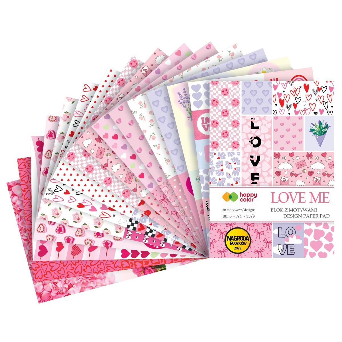 Zeszyt papierów kolorowych Happy Color LOVE ME, (HA 3808 2030-LM)