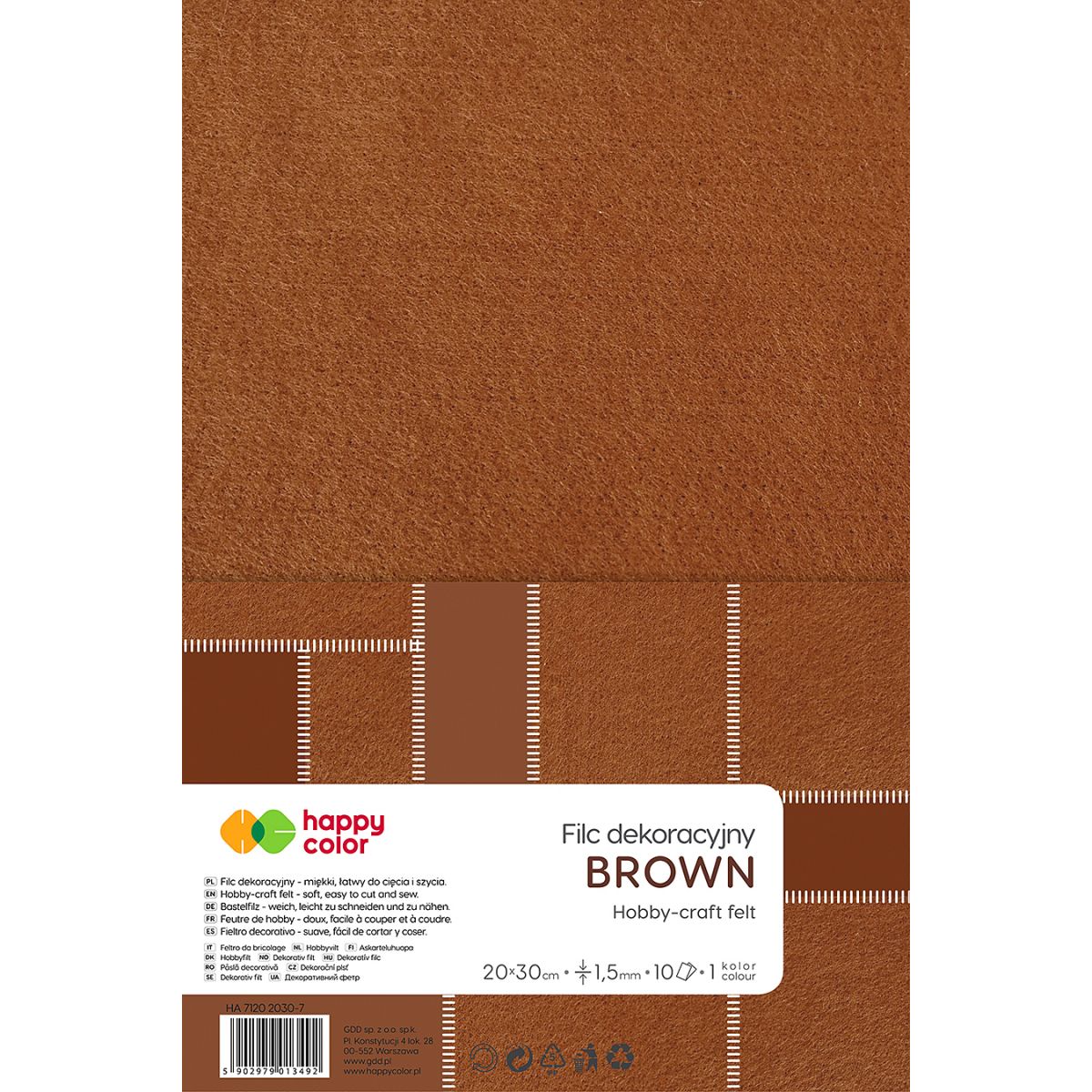 Filc Happy Color kolor: brązowy 10 ark. [mm:] 200x300 (HA 7150 2030-7)