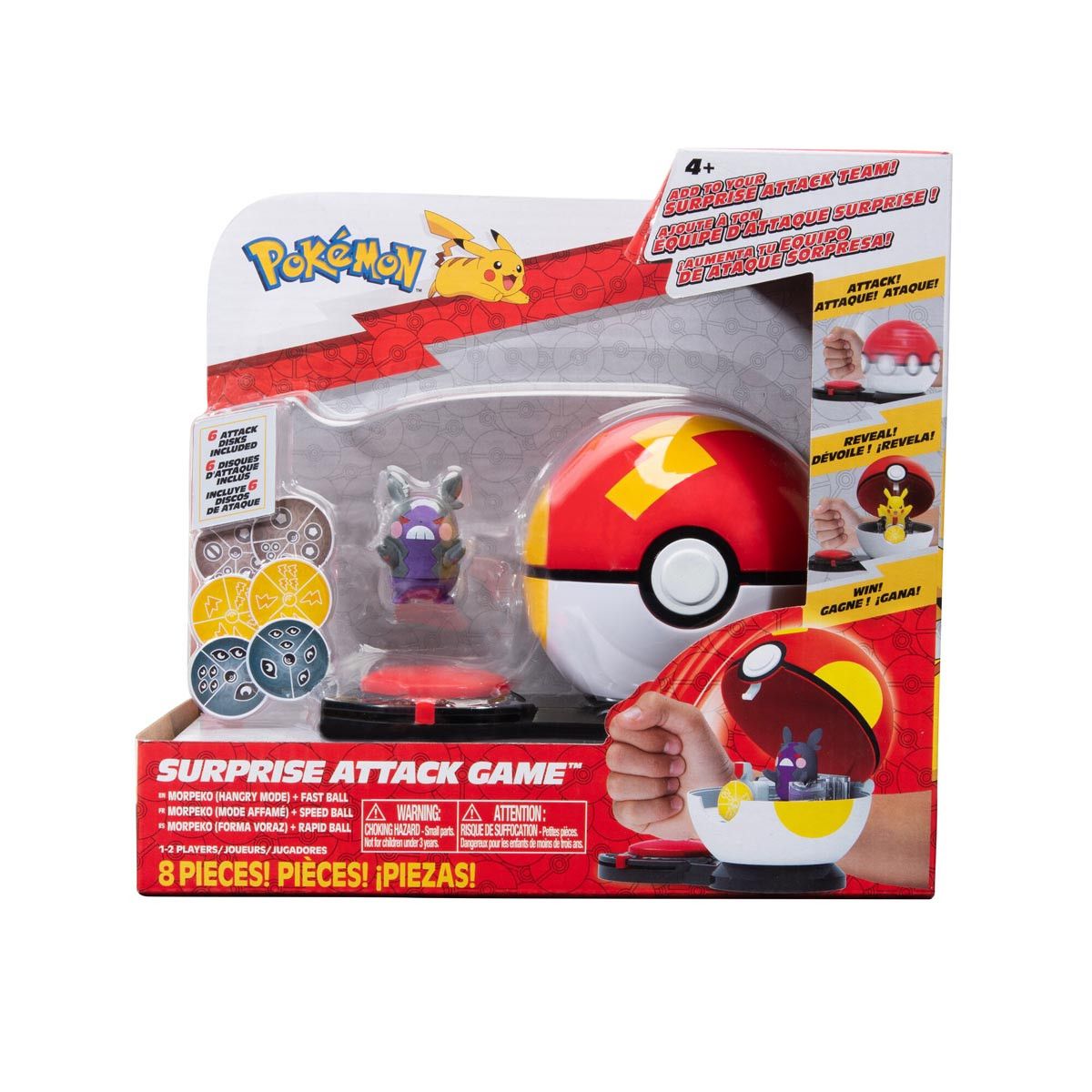 Figurka Orbico Sp. Z O.o. POKEMON Surprise Attack Gra - Morpeko Hangry-Mode with Fast Ball (PKW3168)