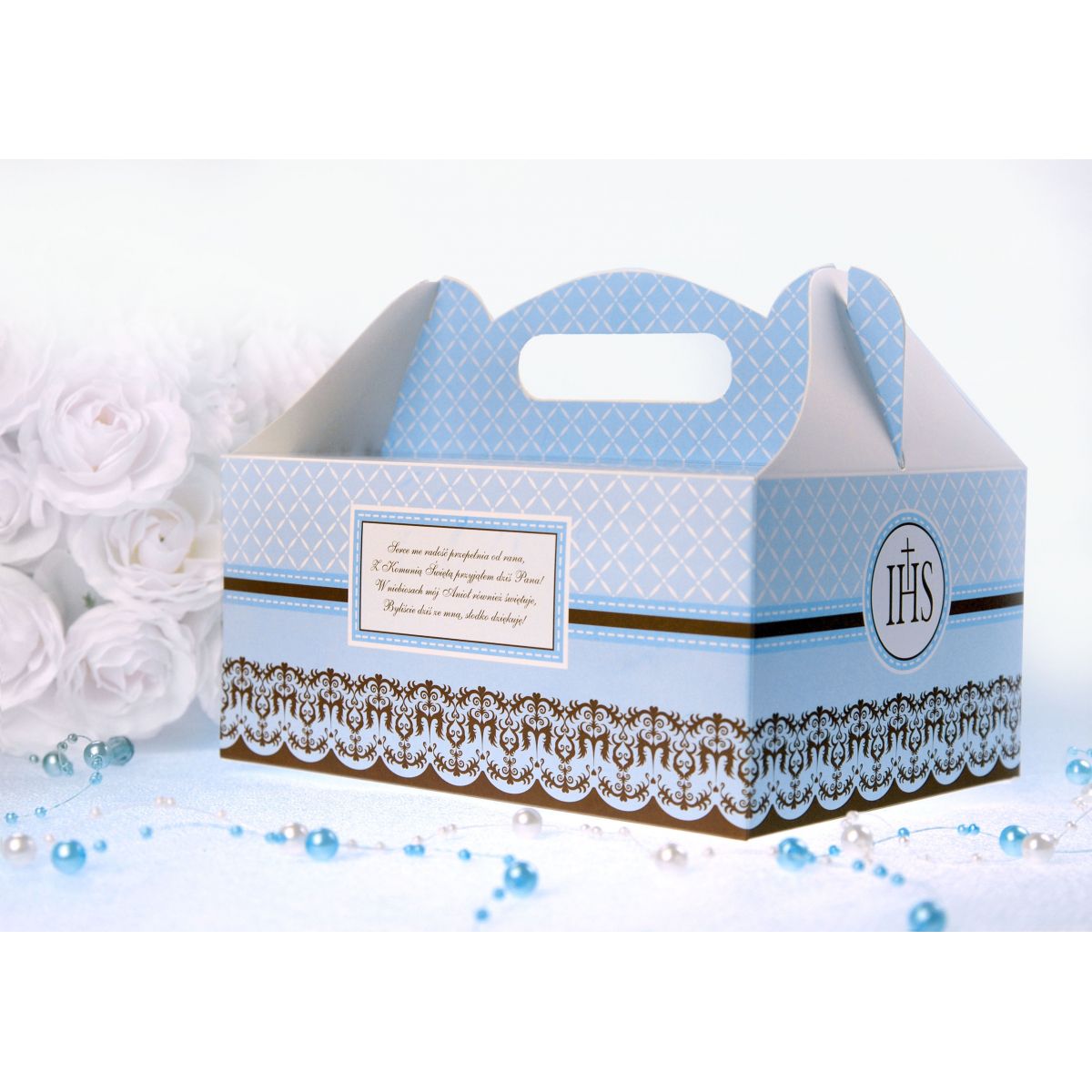 Ozdobne pudełka na ciasto komunijne Partydeco 190x140x90 10 sztuk (PUDCS6/B)
