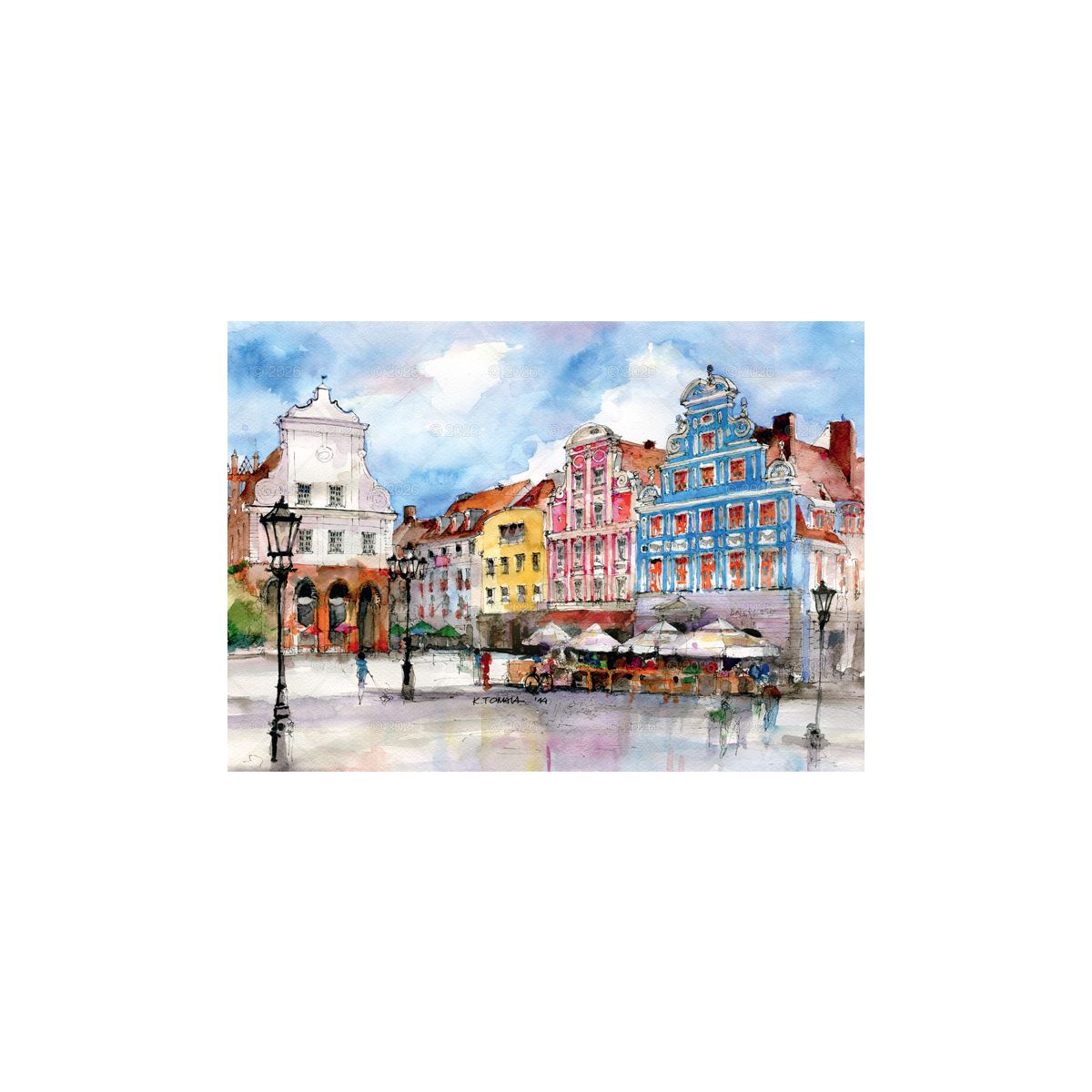Kalendarz ścienny miasta w awkareli rodzinny 2026 280mm x 400mm Lucrum (WL05)