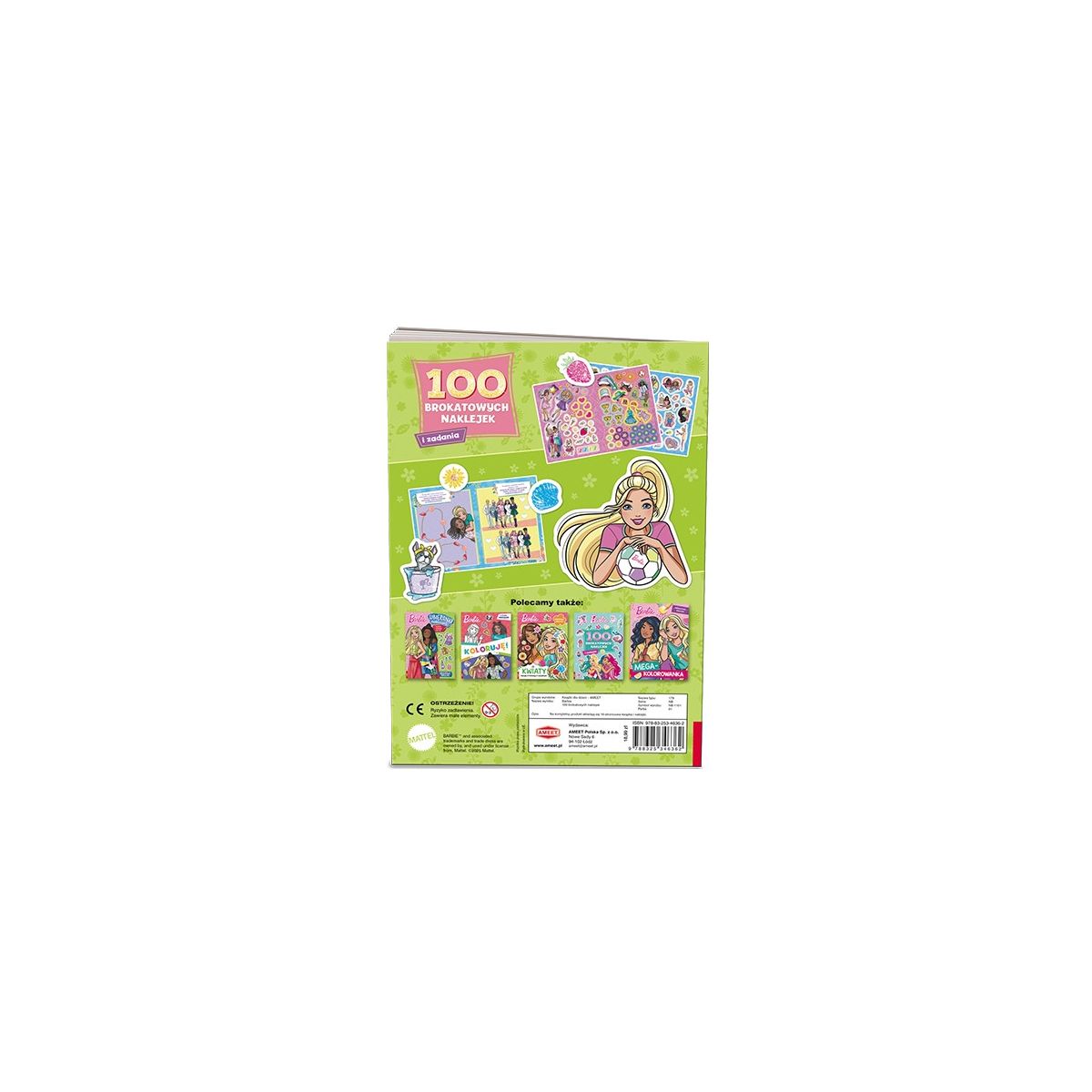 Książeczka edukacyjna Barbie™. 100 Brokatowych Naklejek Ameet (NB 1101)