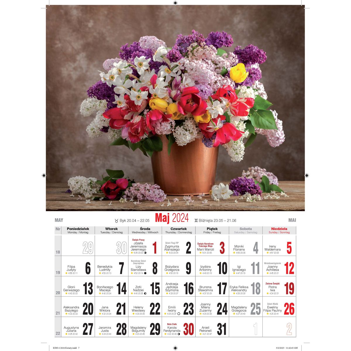 Kalendarz ścienny Avanti wieloplanszowy 230mm x 320mm (5901769620056)