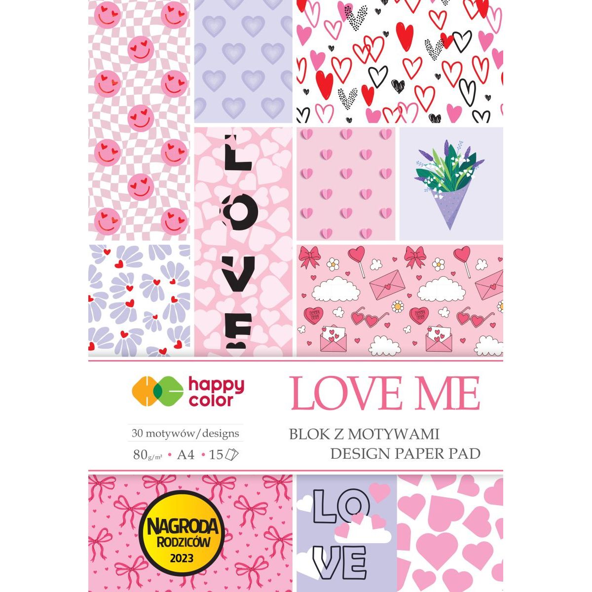 Zeszyt papierów kolorowych Happy Color LOVE ME, (HA 3808 2030-LM)