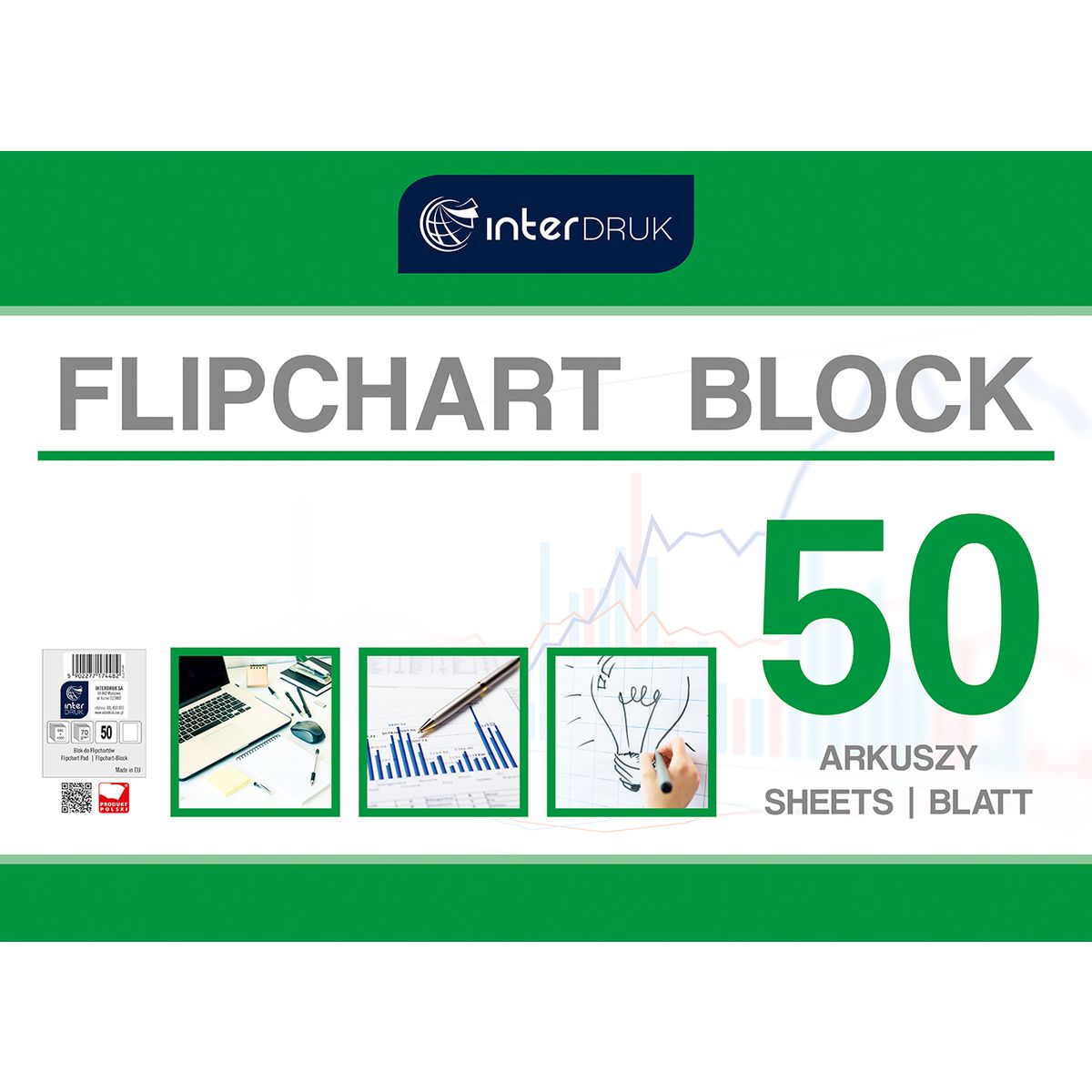 Blok do tablic flipchart Interdruk 50k. 80g czysty [mm:] 1000x640 (FLI50)