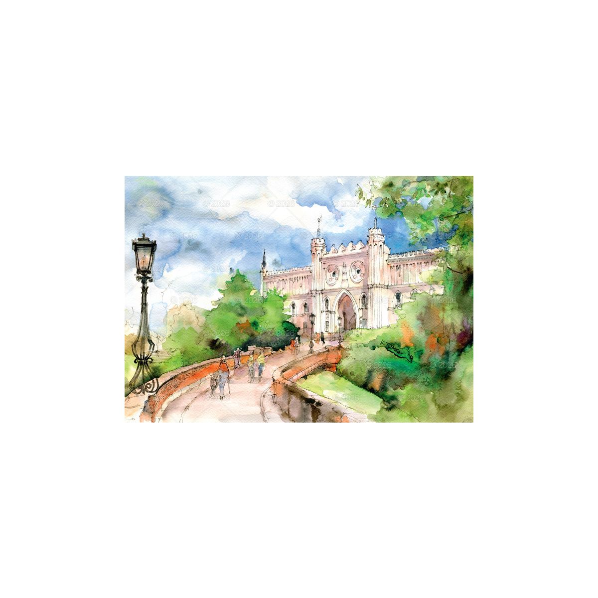 Kalendarz ścienny miasta w awkareli rodzinny 2026 280mm x 400mm Lucrum (WL05)