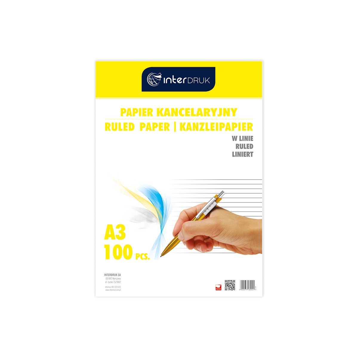 Papier kancelaryjny Interdruk A3 linia [mm:] 297x420 (PAKA100L)