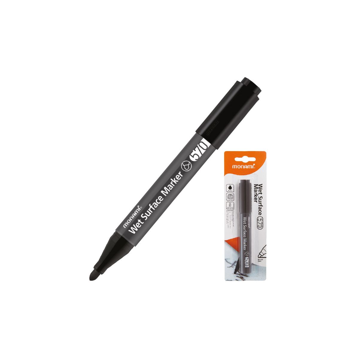 Marker specjalistyczny Do Mokrych Powierzchni 2080140502 B 570/1B czarny 1,2mm Monami (160-2531)