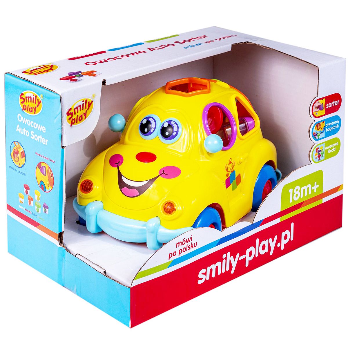 Sorter Zabawne auto z muzyką i światłem Smily Play (SP83668)