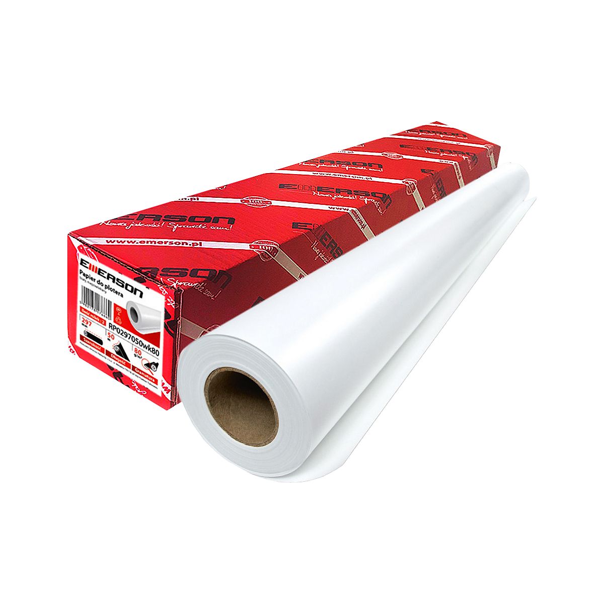 Papier do plotera Emerson biały 90g 590mm 0,5m (rp0594050wk90)