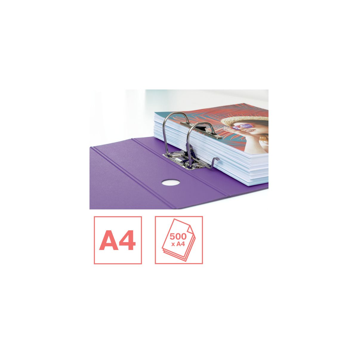 Segregator dźwigniowy Esselte Colour Breeze polyfoam A4 82mm lawendowy (628428)