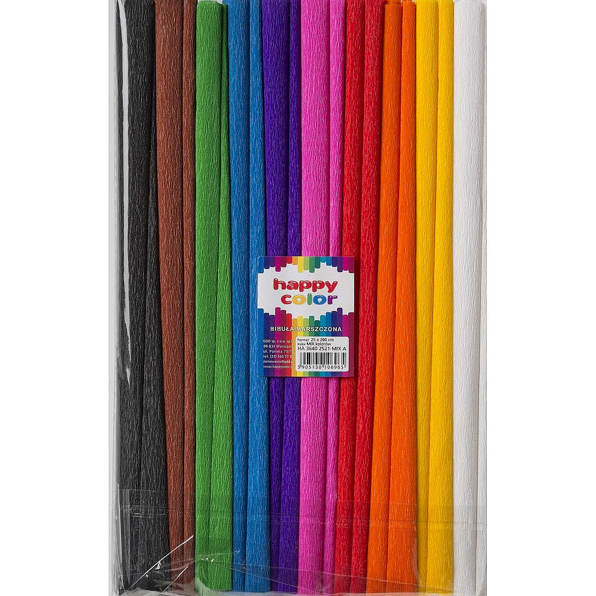 Bibuła marszczona Happy Color mix kolorów 250x2000 (HA 3640 2521-MIX)