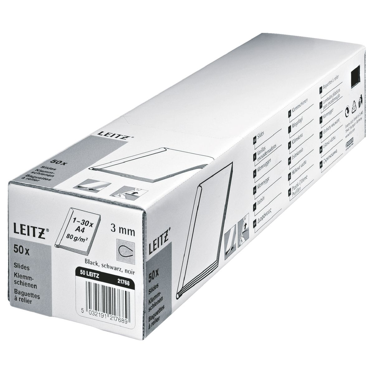 Listwy wsuwane Leitz A4 czarny 3mm (21768)