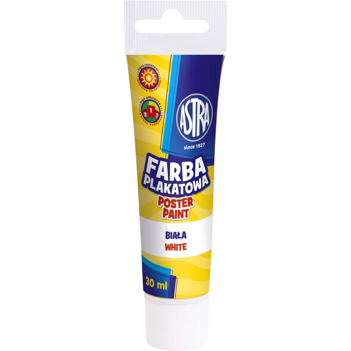 Farby plakatowe Astra w tubie kolor: biały 30ml 1 kolor. (83110904)