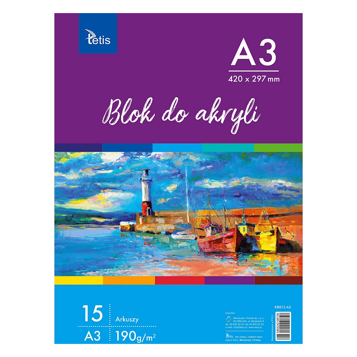 Blok artystyczny Tetis szkicownik A3 190g 15k (KB012-A3)