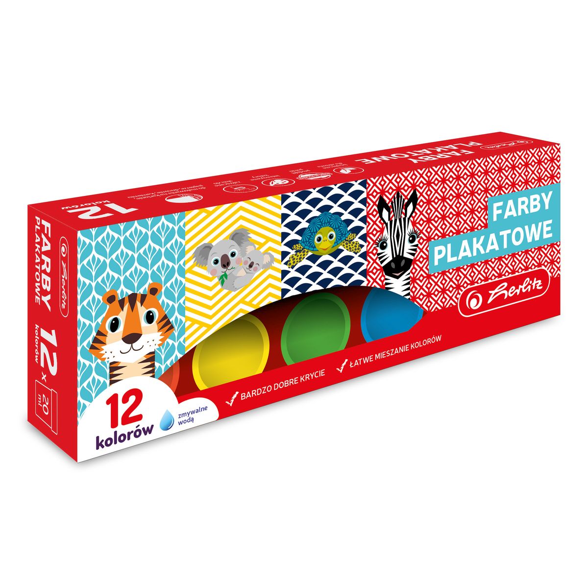 Farby plakatowe Herlitz Cute animals kolor: mix 20ml 12 kolor. (9582586)