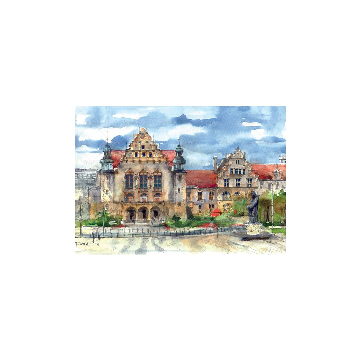 Kalendarz ścienny miasta w awkareli rodzinny 2026 280mm x 400mm Lucrum (WL05)