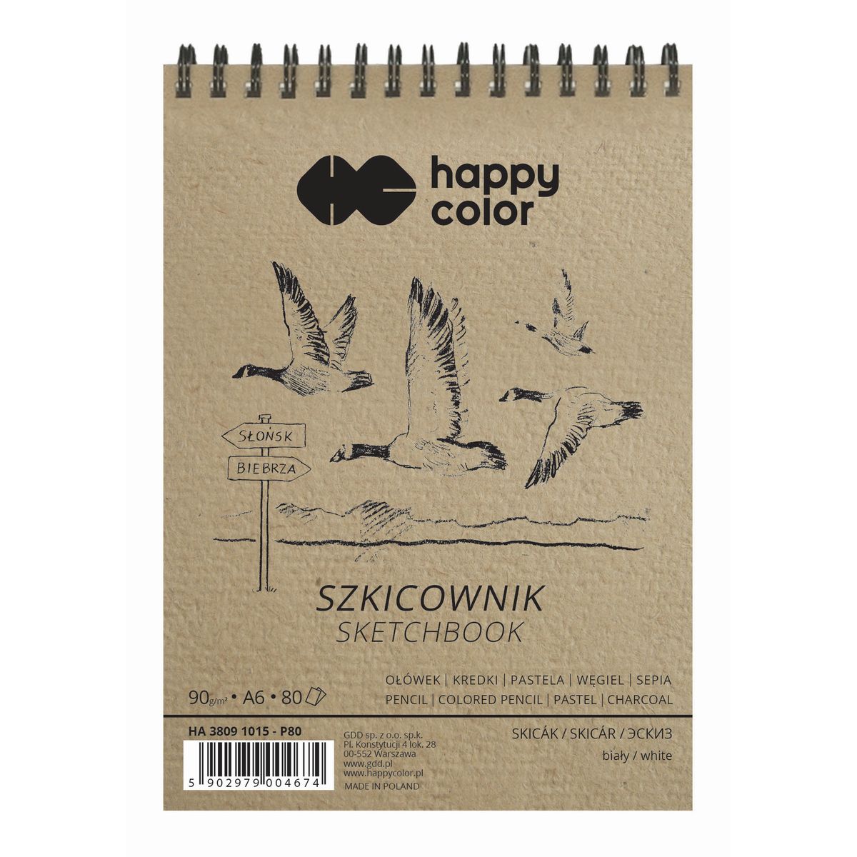 Blok artystyczny Gdd Happy Color szkicownik A6 90g 80k (HA 3809 1015-P80)