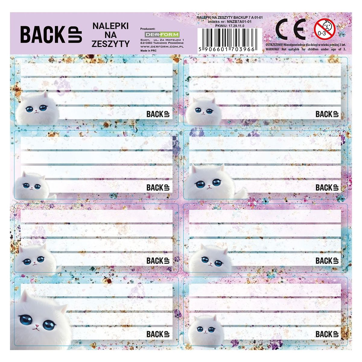 Naklejka na zeszyt Backup 7 Derform (NNZB7A01)