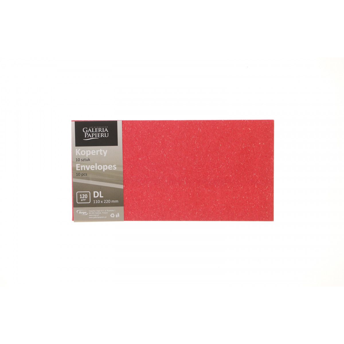 Koperta DL czerwona [mm:] 99x210 Argo (282124) 10 sztuk