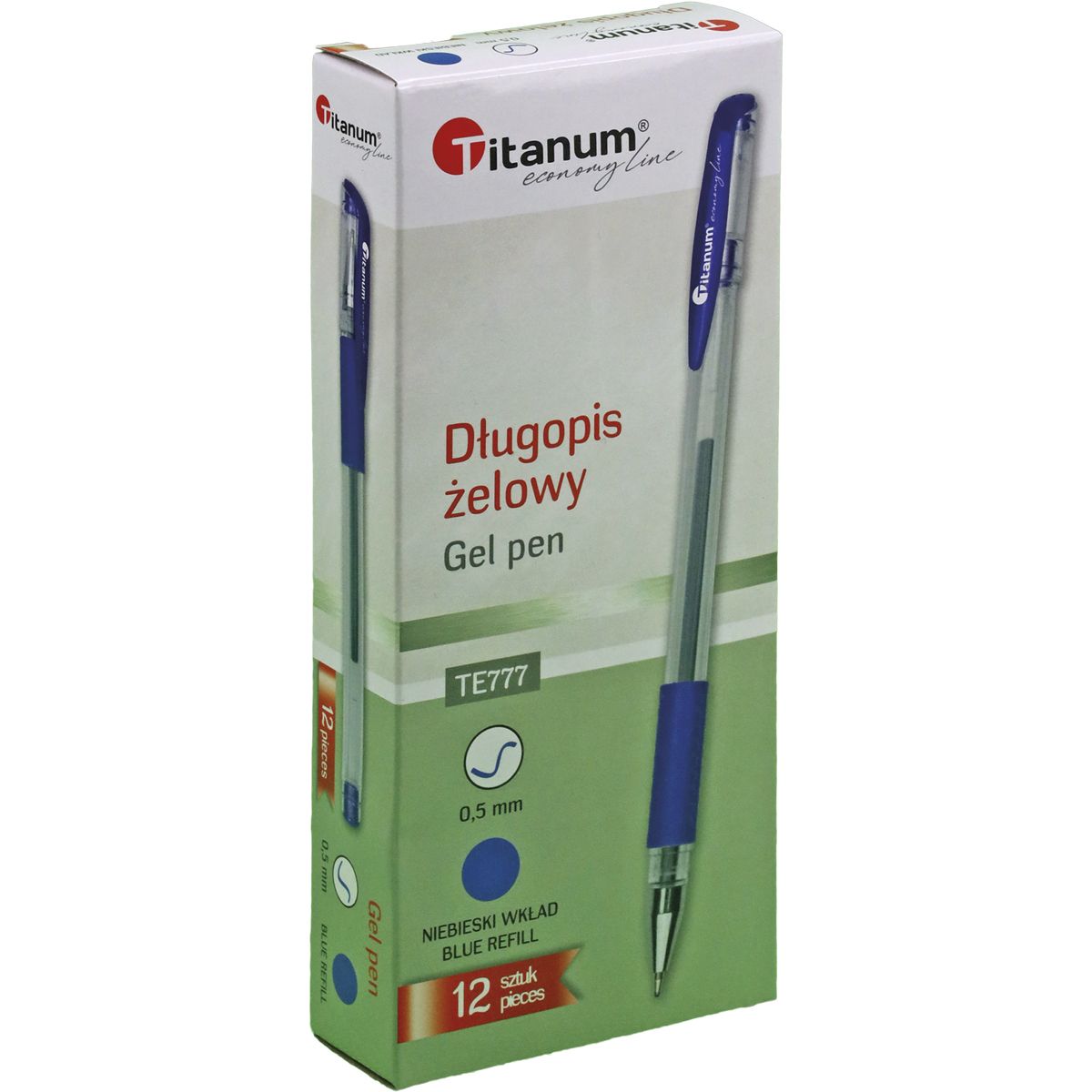 Długopis żelowy Titanum niebieski 0,5mm (GPGBLUE ECONOMY)