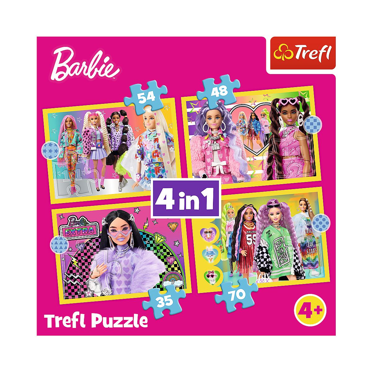 Puzzle Trefl Barbie 4w1 Wesoły świat Barbie 4w1 el. (34626)