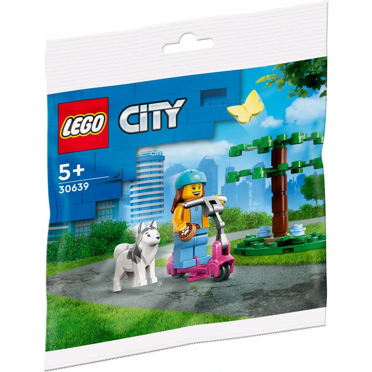 Klocki konstrukcyjne Lego City Wybieg dla psów i hulajnoga (30639)