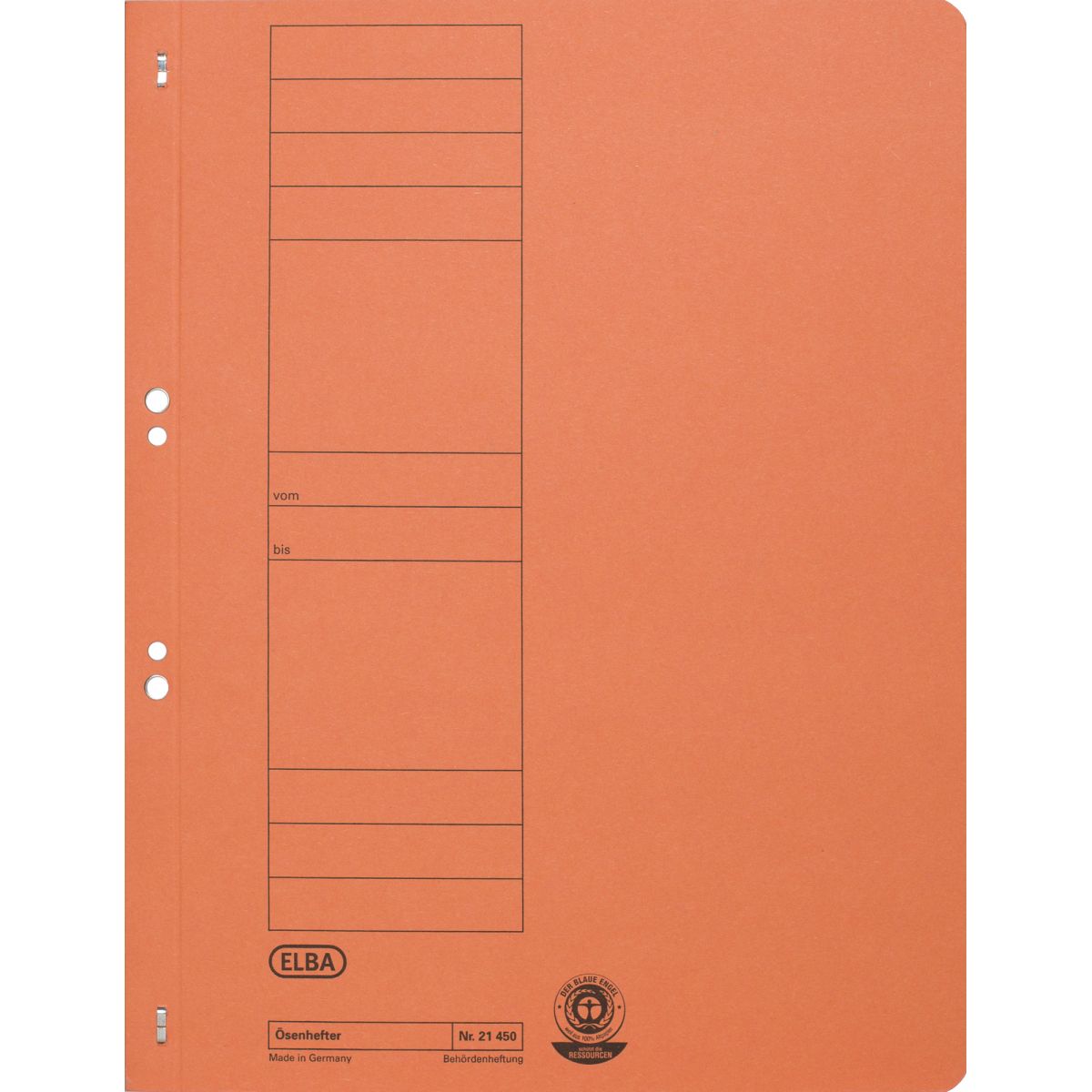 Skoroszyt oczkowy A4 pomarańczowy karton 250g Elba (100551874)